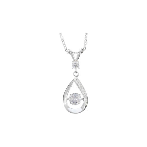 Picture of MOVING CRYSTALS SILVER PLATED DROP NECKLACE